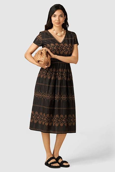 MIDI DRESS WITH EMBROIDERY BROWN by Oltre