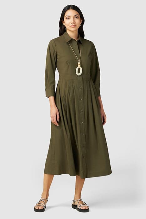 POPLIN CHEMISIER DRESS GREEN by Oltre