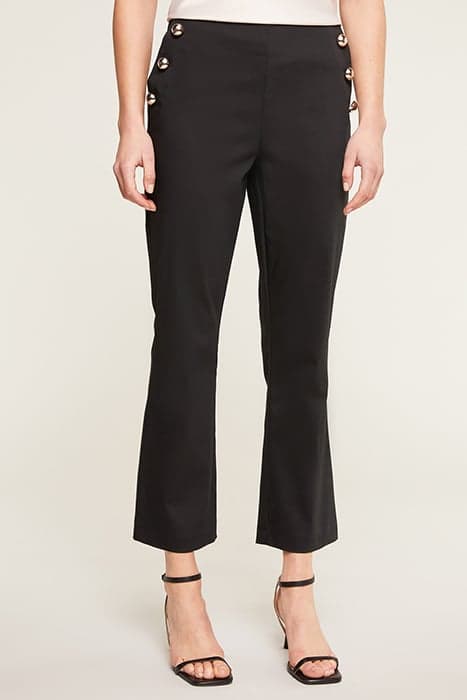 KICK FLARE TROUSERS WITH SIDE BUTTON MOTIF BLACK by Motivi