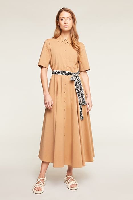 CHEMISIER DRESS WITH GROSGRAIN BELT BEIGE by Motivi