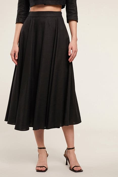 VISCOSE LINEN CIRCLE SKIRT BLACK by Motivi