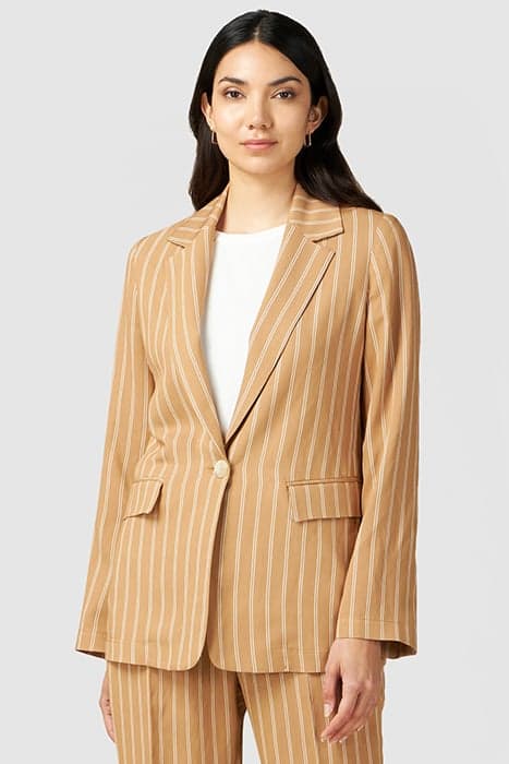 PINSTRIPED SINGLE-BREASTED BLAZER BROWN by Oltre