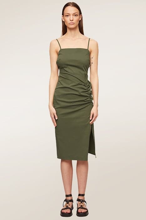 SUMMER MIDI DRESS WITH SIDE GATHERS GREEN by Motivi