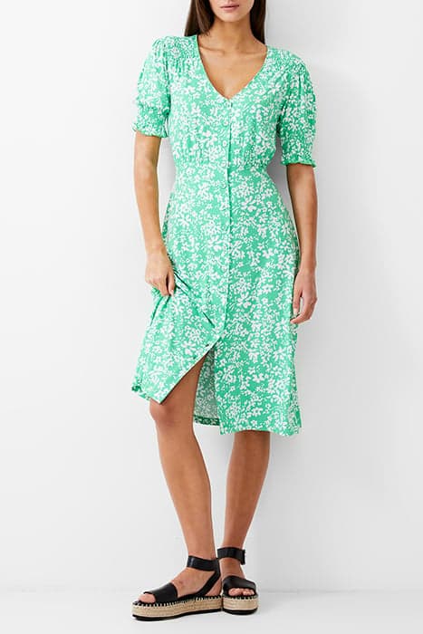 FLORALE BUTTON-THRU DRESS MIDI POISE GREEN/WHITE by French Connection