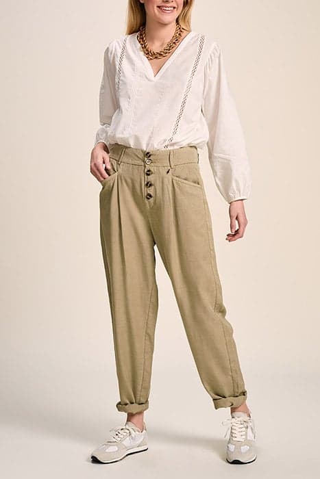 PLUTON - LICHEN STRAIGHT TROUSERS WITH VISIBLE BUTTONS by ONE STEP