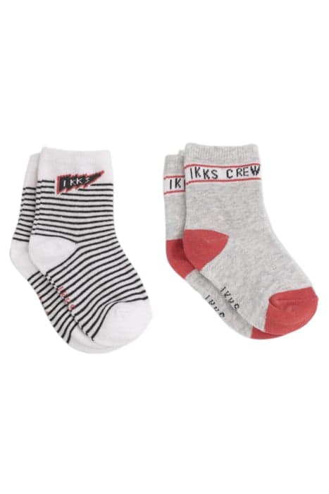 BABY BOYS’ GREY, RED AND WHITE STRIPED SOCKS by IKKS