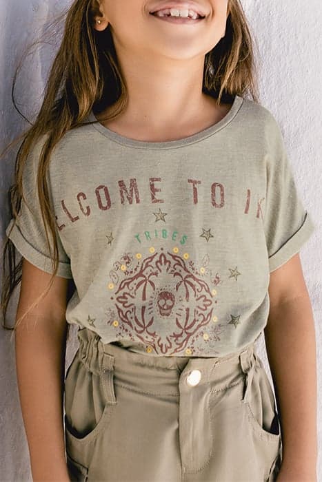 GIRLS’ KHAKI GLITTERY SLOGAN T-SHIRT by IKKS