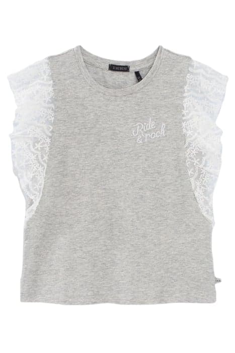 GIRLS’ GREY T-SHIRT WITH LACE RUFFLED ARMHOLES by IKKS