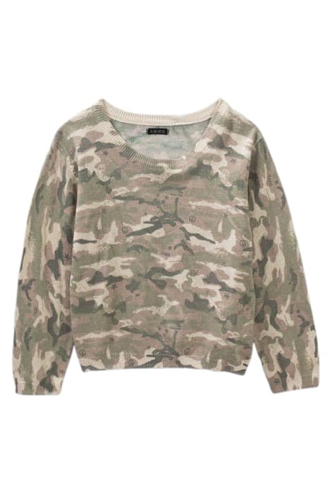 GIRLS’ KHAKI GLITTERY CAMOUFLAGE MOTIF KNIT SWEATER by IKKS