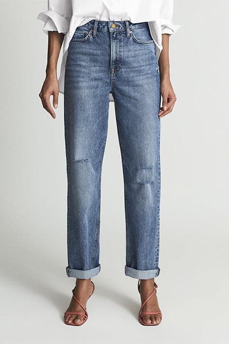 BAY RIPPED-STRAIGHT SLIM MID BLUE by Reiss