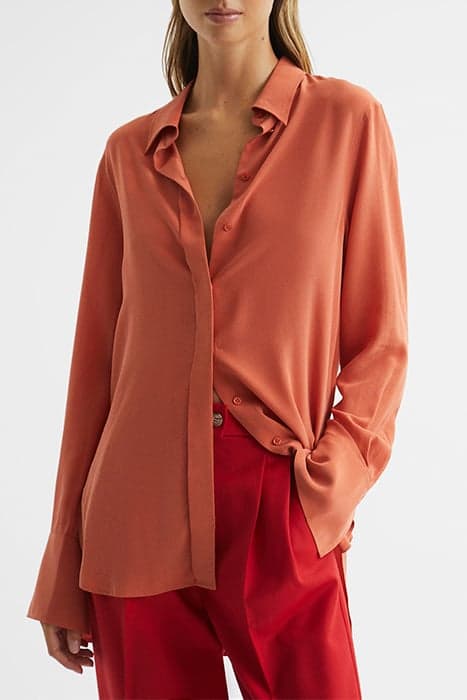 EDEN-MATTE SILK TUNIC ORANGE by Reiss