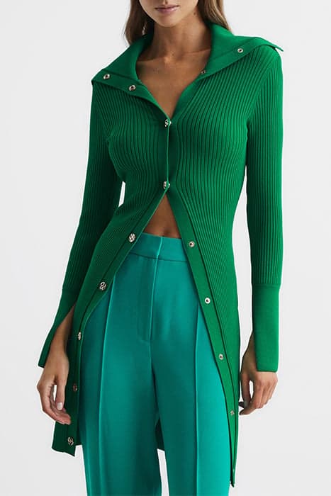 RIA-BUTTON COLLAR CARDIGA GREEN by Reiss