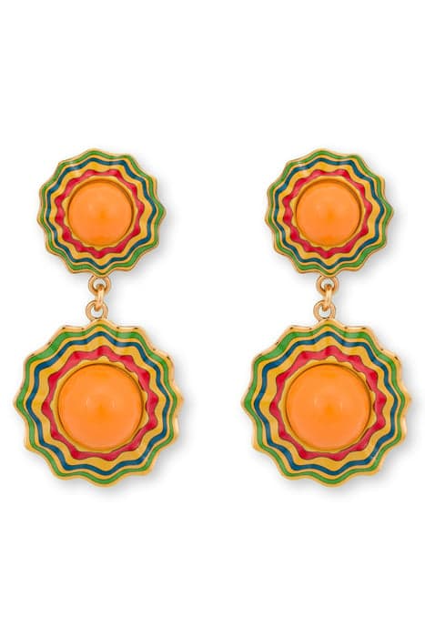 PSYCHEDELIC FLOWERS DROP EARRINGS YELLOW by Moschino