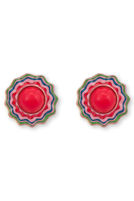 PSYCHEDELIC FLOWER CLIP EARRINGS RED by Moschino