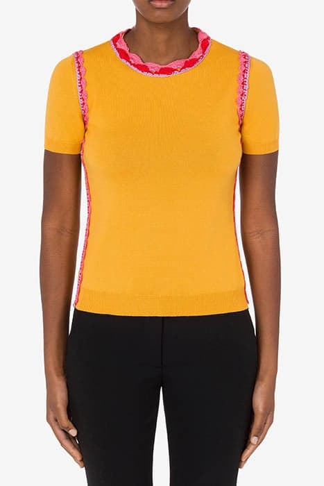 CROCHET DETAILS WOOL TOP YELLOW by Moschino