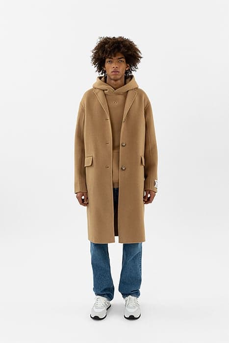 DOUBLE FACED WOOL COAT CAMEL BEIGE by Axel Arigato