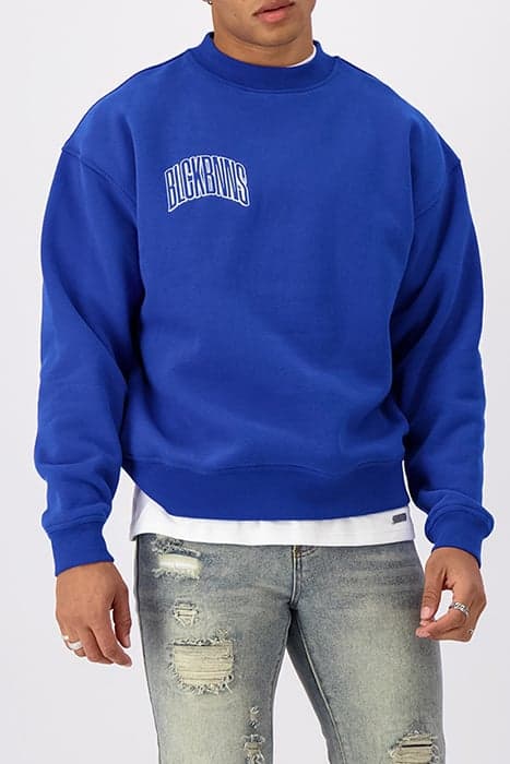 EMBROIDERED ARCH CREWNECK BLUE by Black Bananas