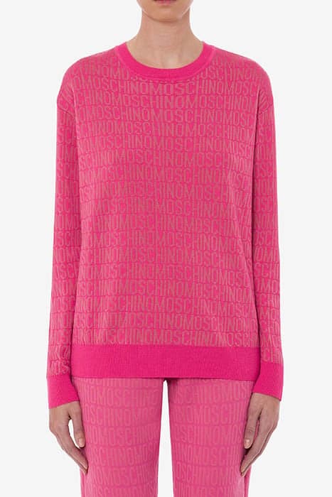 ALLOVER LOGO WOOL SWEATER FUCHSIA by Moschino