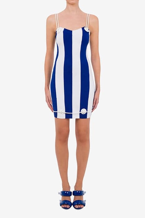 NAUTICAL DETAIL STRIPED KNIT DRESS BLUE by Moschino