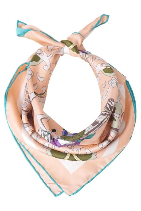 SILK SCARF SQUARED SALMON WITH HORSE SALMON by Mucho Gusto