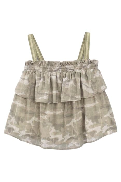 GIRLS’ KHAKI CAMOUFLAGE PRINT TOP WITH GOLD STRIPES by IKKS