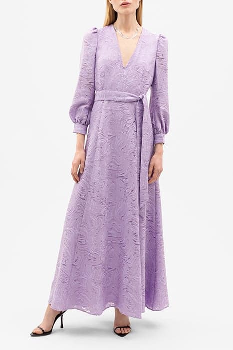 NICOLIN LONG MIDI LENGTH DEEP V-NECK DRESS LIGHT LAVENDER by Ivy Oak