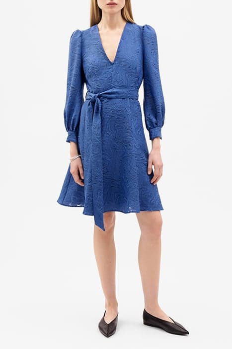 NICKY MINI LENGTH DEEP V-NECK DRESS OCEAN BLUE by Ivy Oak