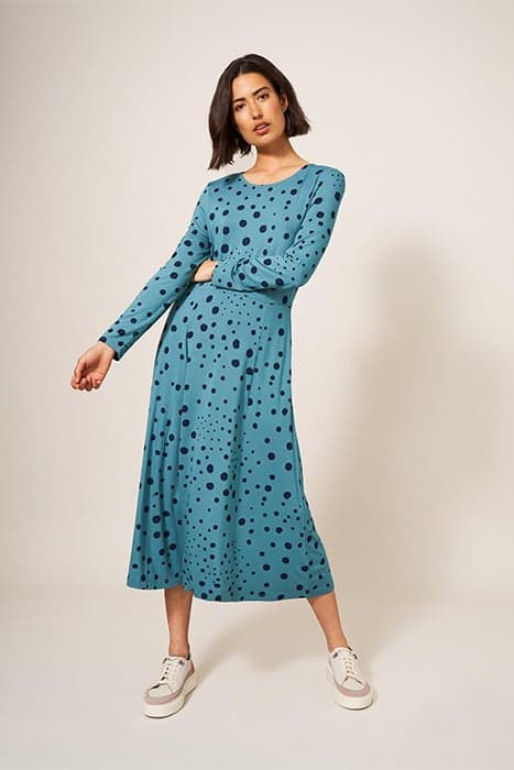 MADELINE ECO VERO JERSEY DRESS TEAL MULTI by White Stuff