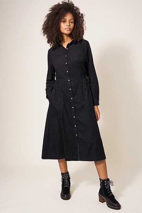 JADE CORD SHIRT DRESS PURE BLACK by White Stuff