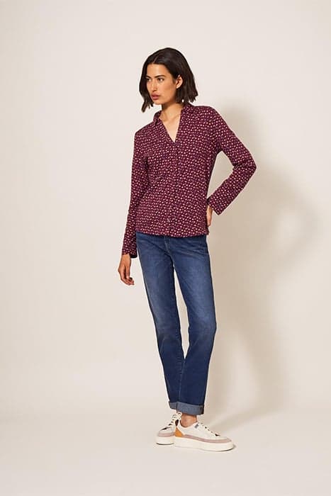 ANNIE JERSEY SHIRT PLUM PRINT by White Stuff