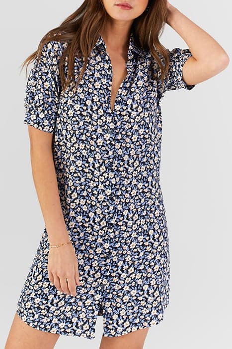 COBALT MINI FLOWER SHIRT DRESS COBALT by ICODE