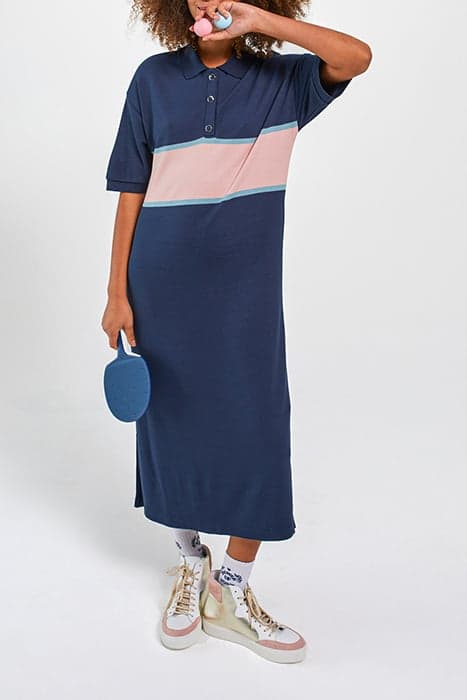 NAVY COLOURBLOCK-STYLE POLO DRESS NAVY by ICODE