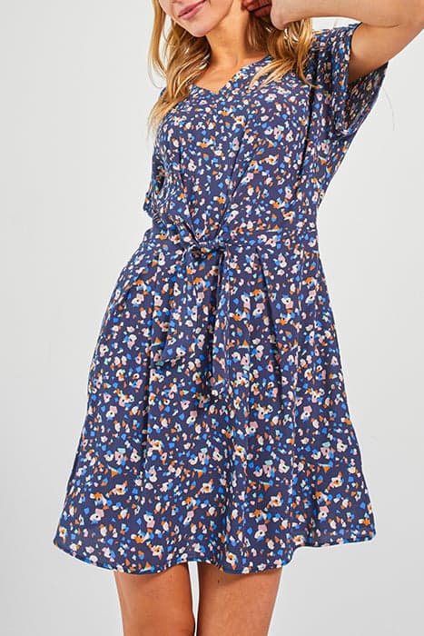 NAVY TACHIST PRINT DRESS NAVY by ICODE