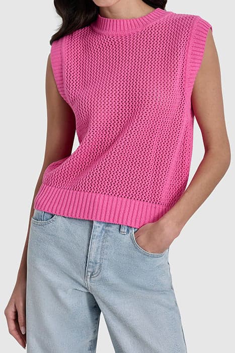 OPEN STITCH SWEATER SHOCKING PINK by DKNY