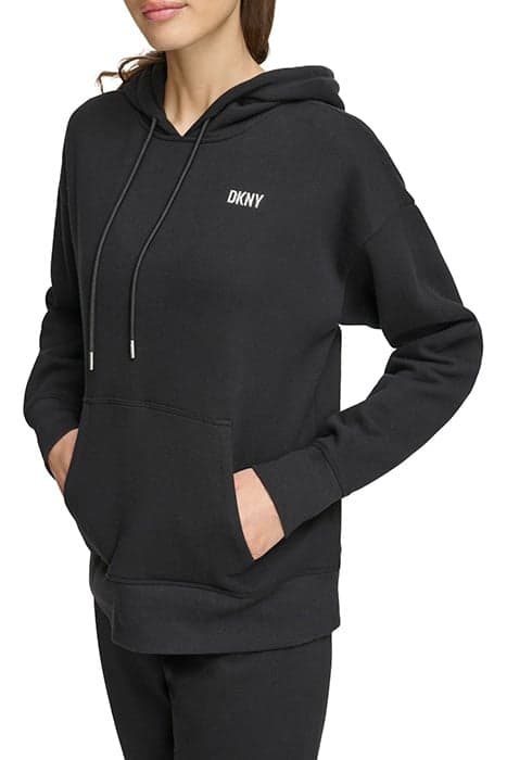 METALLIC LOGO HOODIE BLACK/SILVER by DKNY