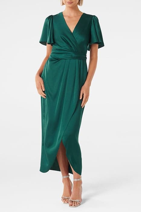 ESTELLE FLUTTER SLEEVE MIDI DRESS CLASSIC TEAL by Forever New