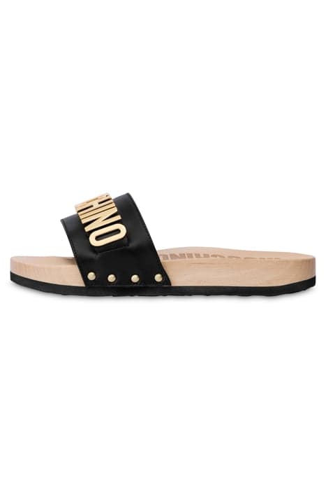 LETTERING LOGO CLOGS SANDALS BLACK by Moschino