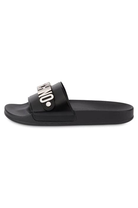 POOL SLIDES IN PVC LETTERING LOGO BLACK by Moschino