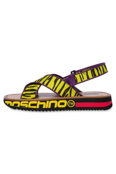 TIGER PRINT NYLON SANDALS YELLOW by Moschino