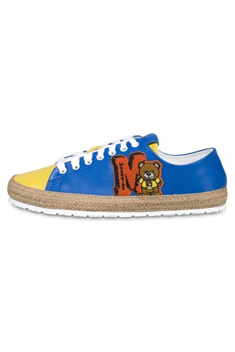 VARSITY TEDDY BEAR CALFSKIN SNEAKERS BLUE by Moschino