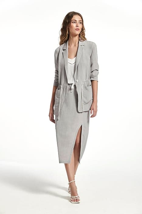 LINEN VISCOSE SUVA JACKET GREY STITCHES WHITE by OKY