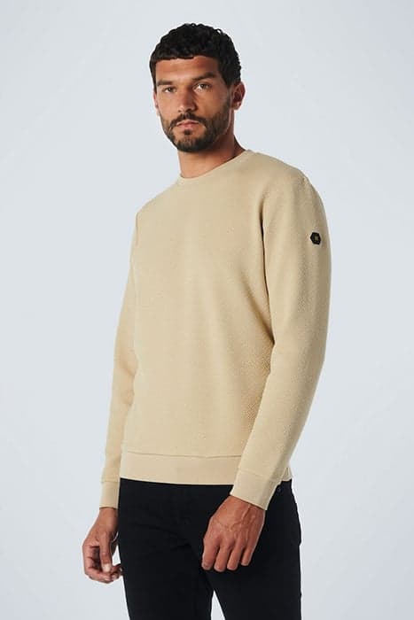 SWEATER CREWNECK DOUBLE LAYER JACQUARD STRETCH STONE by No Excess