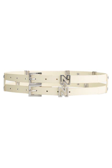 DOUBLE N SLIDER WAIST BELT CREAM/SILVER by NIKKIE