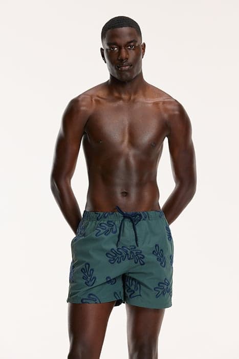 MEN SWIM SHORTS NICK EMBROIDERY SMOKEY GREEN by Shiwi