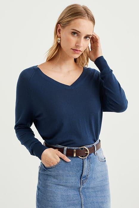 KNITTED PULLOVER DARK BLUE by WE Fashion