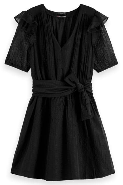 RUFFLED MINI DRESS EVENING BLACK by Scotch & Soda