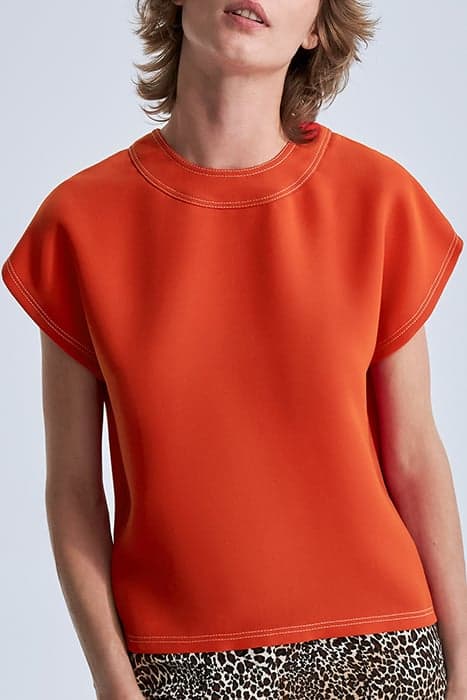 TANGERINE TOP EDGED WITH DOUBLE TOPSTITCHING by IKKS