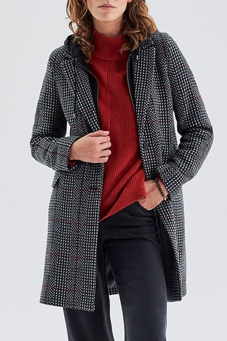 BLACK LOOSE HOUNDSTOOTH COAT by IKKS