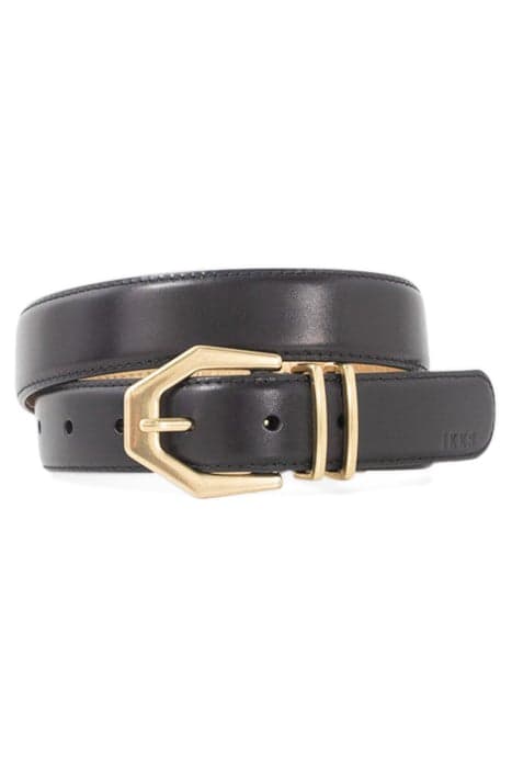 BLACK LEATHER BELT WITH GOLD INTERIOR by IKKS