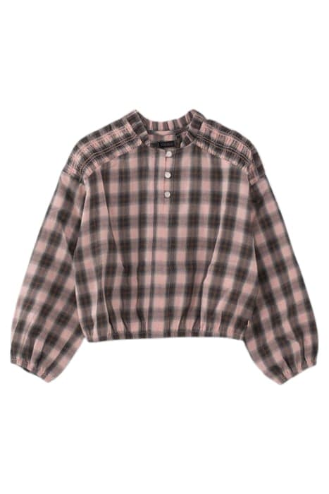 GIRLS’ PINK AND KHAKI CHECK CROPPED BLOUSE by IKKS